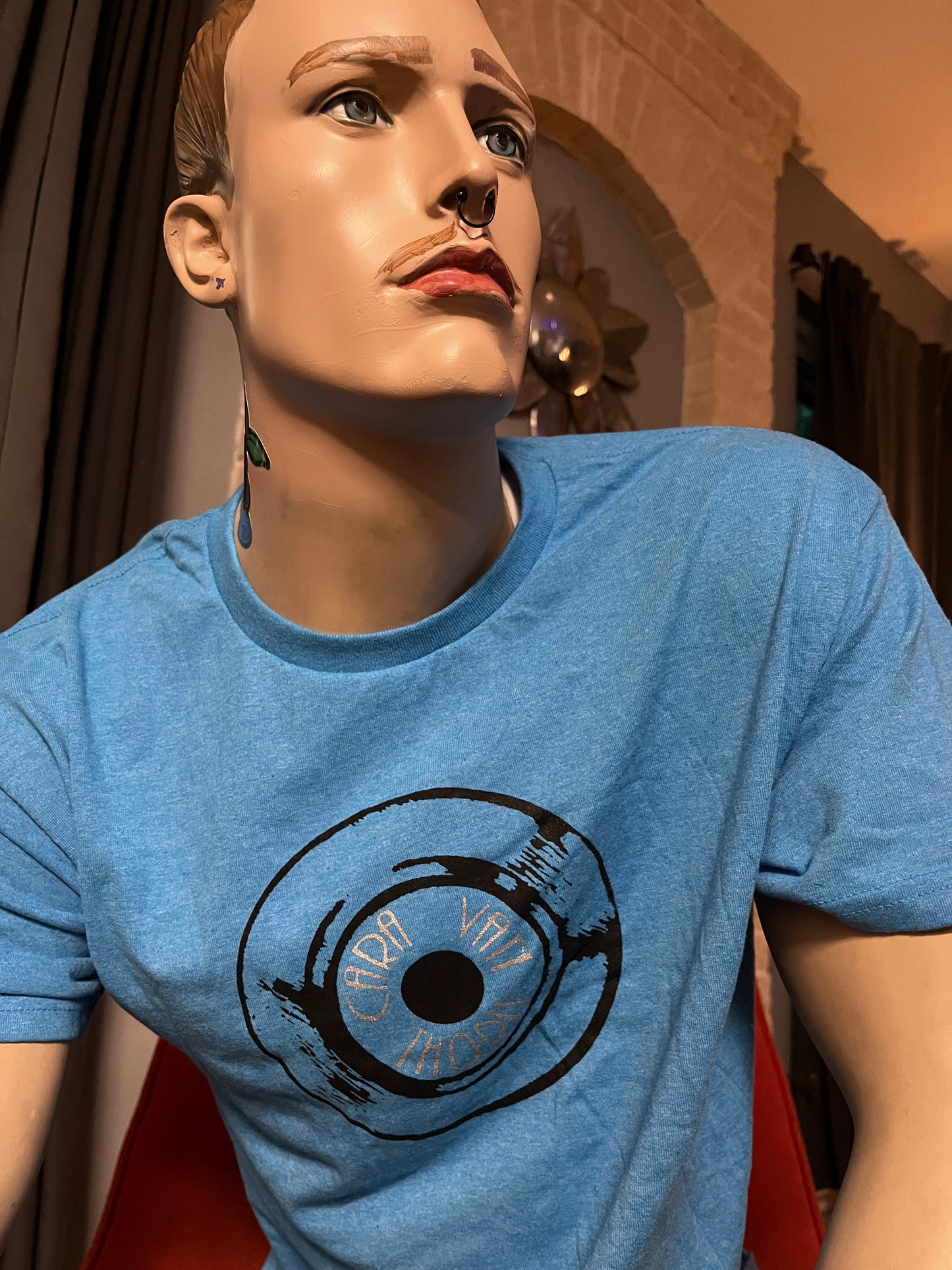 Record logo tee - light blue heather